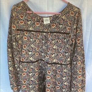 Rue21 Floral Blouse with Black Accents